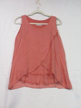 Tina Stephens Terracotta Silk Blend Tank Top‎ Raw Edge Hem Italian Luxury O/S